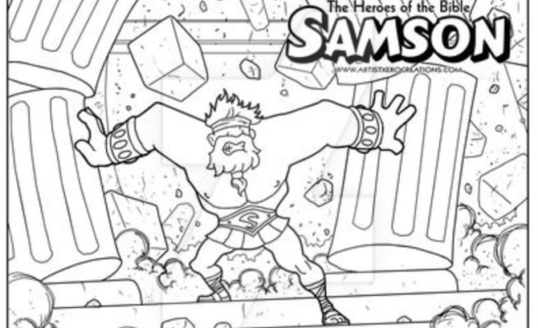 Bible Lesson Preschooler Samson Coloring Page